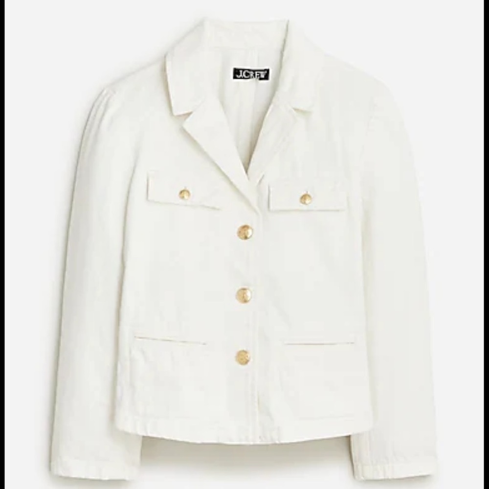 J.crew White Denim Blazer Jacket Sz.L